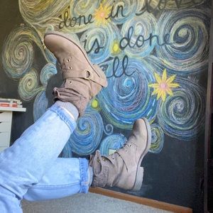 chocolate brown combat boots